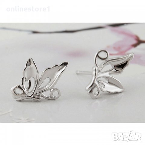 Сребърни Обеци Изящната пеперуда - 925 печат сребро BT416, снимка 4 - Обеци - 28148601