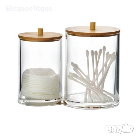 Стилен акрилен двоен органайзер с бамбуков капак, снимка 2 - Други стоки за дома - 52208100