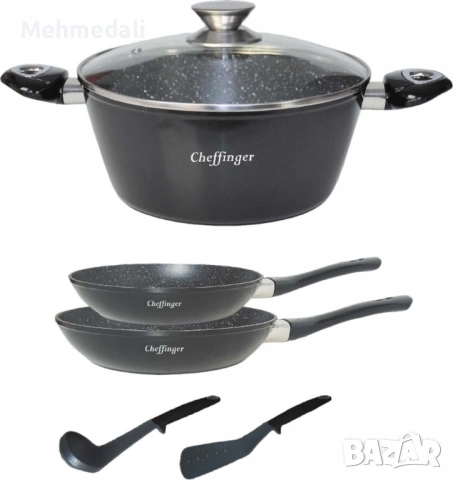 Комплект съдове за готвене Cheffinger – 6 част, снимка 5 - Съдове за готвене - 53168469