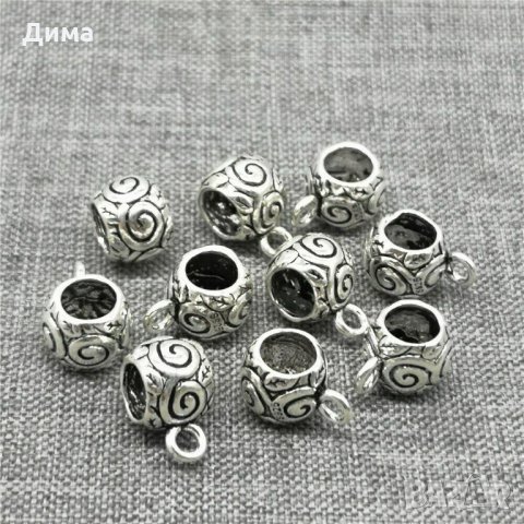 Талисман от 925 Стерлингово Сребро тип Пандора - Spiral Swirl Bail - 8 мм - За Бижута, Нови, снимка 3 - Гривни - 32964706