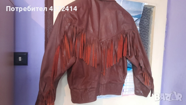 Дамско кожено яке с ресни, естествена кожа. М - L, снимка 2 - Якета - 51456496