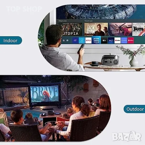 Нов мини преносим проектор за домашно кино, съвместим с iOS Android смартфон лаптоп, снимка 5 - Плейъри, домашно кино, прожектори - 49335280
