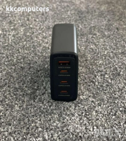 PREMIUM Зарядно/Адаптер 100W GaN 220V / 3xPD 100W / USB 30W / Черен / Баркод : 456529, снимка 4 - Оригинални зарядни - 52172165