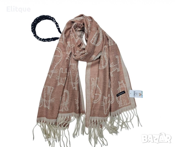 Стилен дамски шал на котета, сезон пролет и есен, снимка 5 - Шалове - 52843107