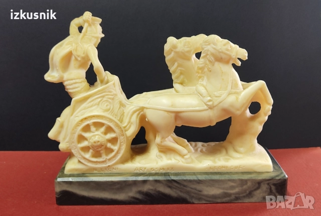 Прекрасна винтидж статуетка - римска колесница, снимка 2 - Антикварни и старинни предмети - 52363164