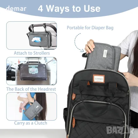 LANDICI Подложка за повиване на пелени за бебе с интелигентни кърпички, джоб, водоустойчива пелена , снимка 8 - Други - 47503159