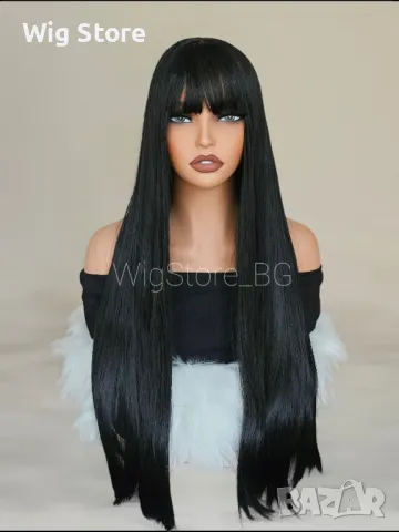 Права черна перука с бретон