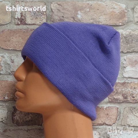 Нова зимна дамска/детска шапка с лилав цвят, снимка 2 - Шапки - 43375908
