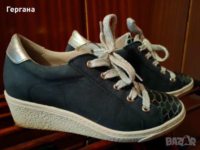 Синьо бели обувки естествена кожа , снимка 2 - Дамски ежедневни обувки - 40566380