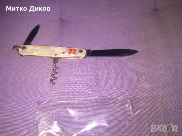  PRADEL марково ножче три части на френската армия седеф 81х65мм без луфт, снимка 2 - Ножове - 44048768
