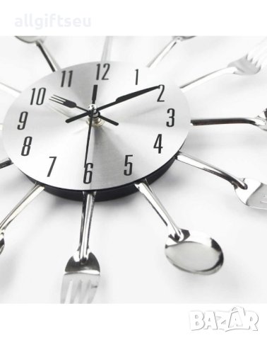 Кухненски часовник за стена с дизайн от вилици и лъжици, снимка 2 - Стенни часовници - 43641581