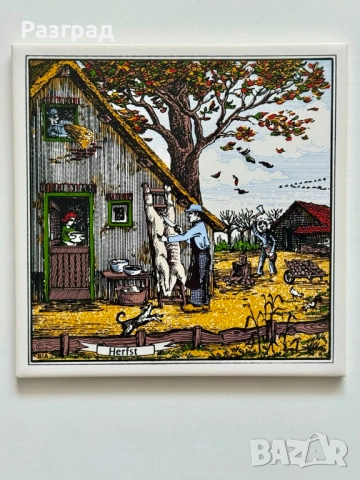 Винтидж стенна декорация плочки със сезони, снимка 2 - Декорация за дома - 51677353