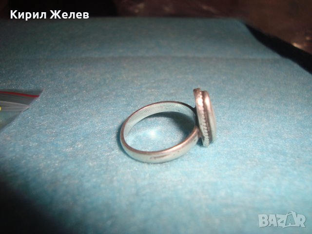 СТАР ФРЕНСКИ СРЕБЪРЕН СКЪПОЦЕНЕН ПРЪСТЕН с БЯЛ ШЛИФОВАН ИВИЧЕСТ АХАТ ВИСОКА ПРОБА СРЕБРО 25269, снимка 9 - Антикварни и старинни предмети - 34630746