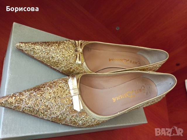Златисти официални обувки Euro Donna, снимка 5 - Дамски елегантни обувки - 36717444