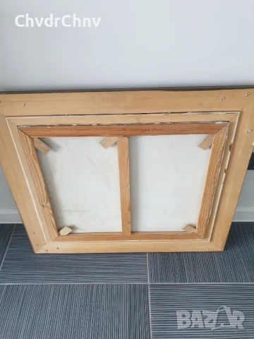 80х70см/голяма картина масло върху платно/селски пейзаж/къщи-дървета-планина/дървена рамка, снимка 9 - Картини - 50852639