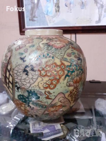 Сатцума Satsuma стара ваза буркан порцелан маркирана, снимка 4 - Антикварни и старинни предмети - 43170899