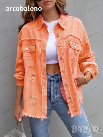 Дамско темпераментно ежедневно модерно дънково яке(риза), 15цвята, снимка 4 - Якета - 41473203