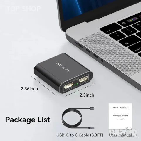 DGYBDFC USB C към двоен HDMI сплитер конвертор 4K@60Hz Type C към двоен HDMI адаптер, снимка 5 - Друга електроника - 49457570