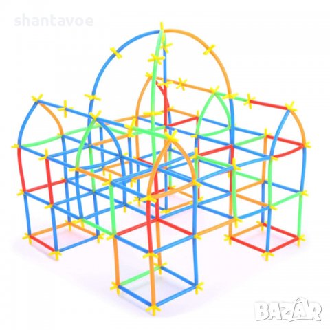 Креативен детски конструктор от сламки пръчки с 300 елемента, снимка 3 - Образователни игри - 36601403