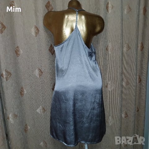   Secret Possessions M/L Оловно сива сатенена нощница , снимка 2 - Нощници - 43694417