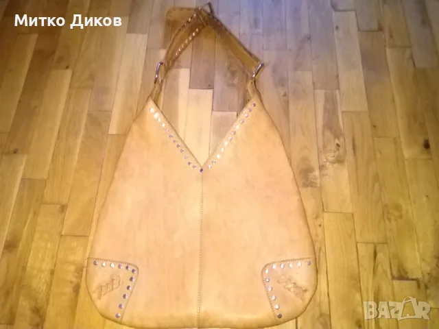 Светло кафява чанта като М естествена кожа 38х27см, снимка 8 - Чанти - 47752362