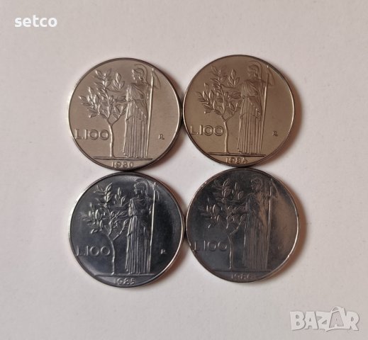 Италия лот 100 лири 1980 , 1984 , 1985 и 1986 година а6