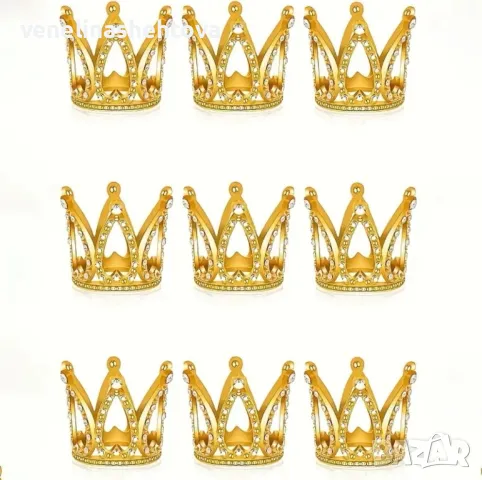 Сребриста златиста мини корона коронка тиара за декорация на торта букет златиста сребриста , снимка 5 - Други - 49247588