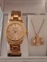 Дамен часовник firetti, обици и колие, снимка 1