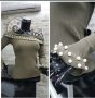 Блуза с перли и голи рамене, снимка 1 - Блузи с дълъг ръкав и пуловери - 37613859