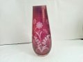 Стъклена гравирана ваза , снимка 2