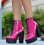 Летни боти на ток - циклама лак - 74, снимка 3