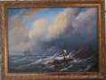 ”След бурята”, морски пейзаж, копие на стара картина от 1850г. 