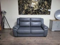 Сив кожен диван тройка с функция сън, снимка 8