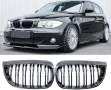 Решетки Бъбреци за БМВ BMW 1 серия E81/E87 2004-2011 Черен Гланц Двойни, снимка 1