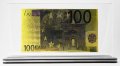 Златна банкнота 100 Евро, цветна в прозрачна стойка - Реплика, снимка 2