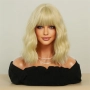 Златисто руса вълнообразна перука с бретон - 40 см, снимка 1