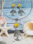 Слънчев комплект бижута с овални медальони Дървото на живота и порцеланови мъниста , снимка 4