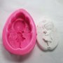 3D Нежно момиченце с цвете дълбок силиконов молд форма калъп за торта фондан шоколад гипс сапун, снимка 1