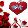 💖Подаръчна плюшена музикална възглавничка Сърце с бляскав надпис LOVE, 20см, снимка 1 - Подаръци за жени - 43849226