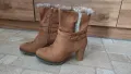 Зимни подплатени боти, с висок ток цвят камел 39 номер Lemon Tree, снимка 1