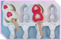 4 малки ескимо двойни сърца сладолед Popsicle Попсикъл молд силиконова форма калъп направа десерти
