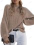 Дамски ежедневен свободен пуловер с висока яка, 8цвята - 023, снимка 8