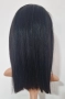 Натурално черна перука от естествен бразилски косъм 40 см - дантелена зона 13×4, снимка 4