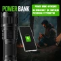 Мощен ръчен фенер прожектор LED лазерен диод презареждащ се USB Power Bank за лов риболов къмпинг, снимка 4