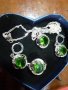 Комплект от сребърен пръстен, колие и обици със смарагд(емералд), снимка 7