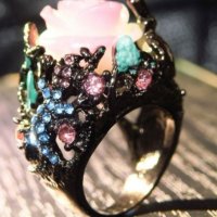 Марков пръстен черно злато и диаманти, нов 💥, снимка 2 - Пръстени - 32801466