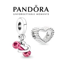 Талисмани Pandora Dumbbell Dangle & Heart Charm, снимка 1 - Гривни - 39198337