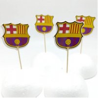 FCB Barcelona Барселона 24 бр топер топери клечки за мъфини декорация и украса, снимка 1 - Други - 33381100