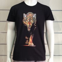 Нова мъжка тениска с дигитален печат Ходещ Вълк, Серия вълци, снимка 7 - Тениски - 40709129
