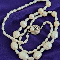 Старинен гердан от натурални перли със сребърна закопчалка , снимка 4 - Антикварни и старинни предмети - 43375313